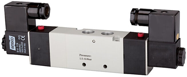 Riegler Électrovanne 5/3 voies électropneum., milieu ventilé, M5, 230 V, 50 Hz (517.3300)