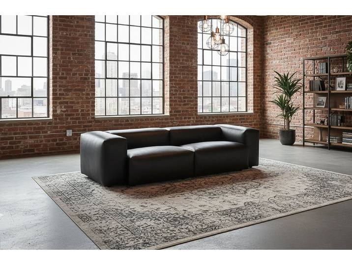 KAWOLA 4-Sitzer CELESTE – Nachhaltig & modern mit Lederfaserstoff schwarz, Pflegeleichtes Designsofa – Stilvoll, komfortabel, langlebig