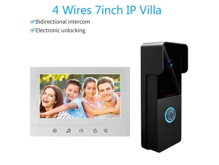 Système d'interphone vidéo filaire couleur 7 pouces, interphone visuel, caméra, sonnette vidéo, Kits de visiophone pour maison IP Villa appartement M73T