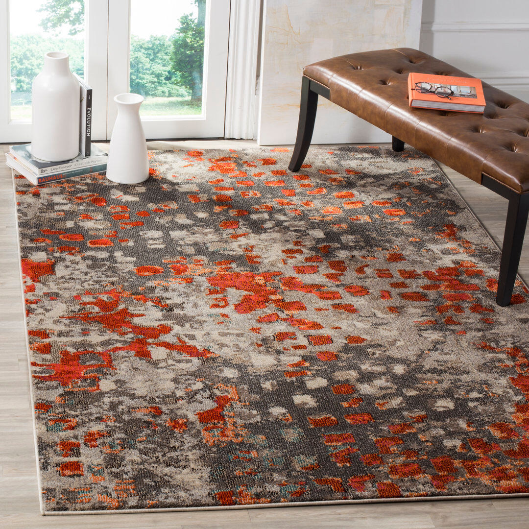 Trent Austin Design Rolling Hills Abstract Area Rug Orange;Gray Rectangle 122 x 170 cm