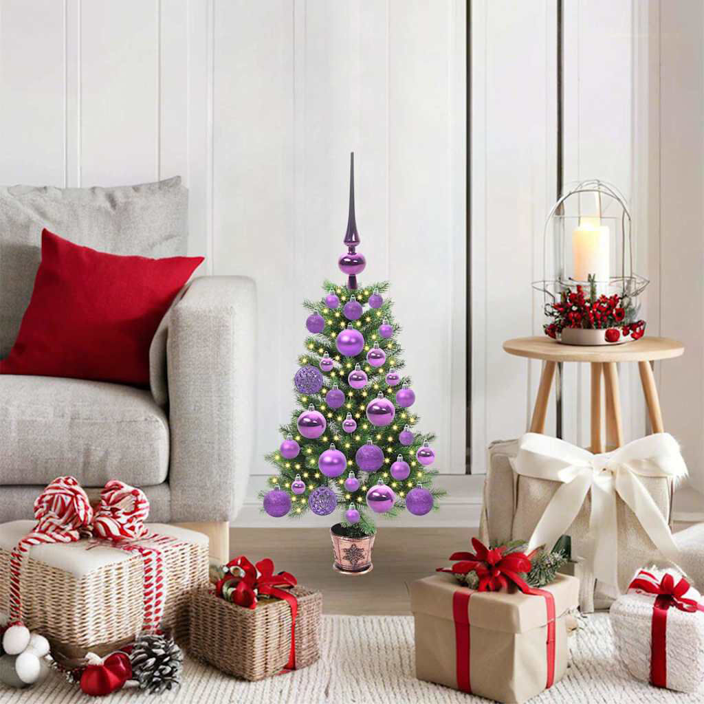 The Seasonal Aisle Christmas Tree with 150 LEDs with Stand PE Purple 2.13' H