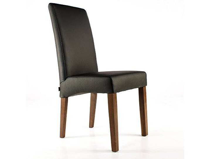 Lederstuhl Bambi Rindsleder Schwarz Nussbaum Lederstühle Stühle Stuhl NEU