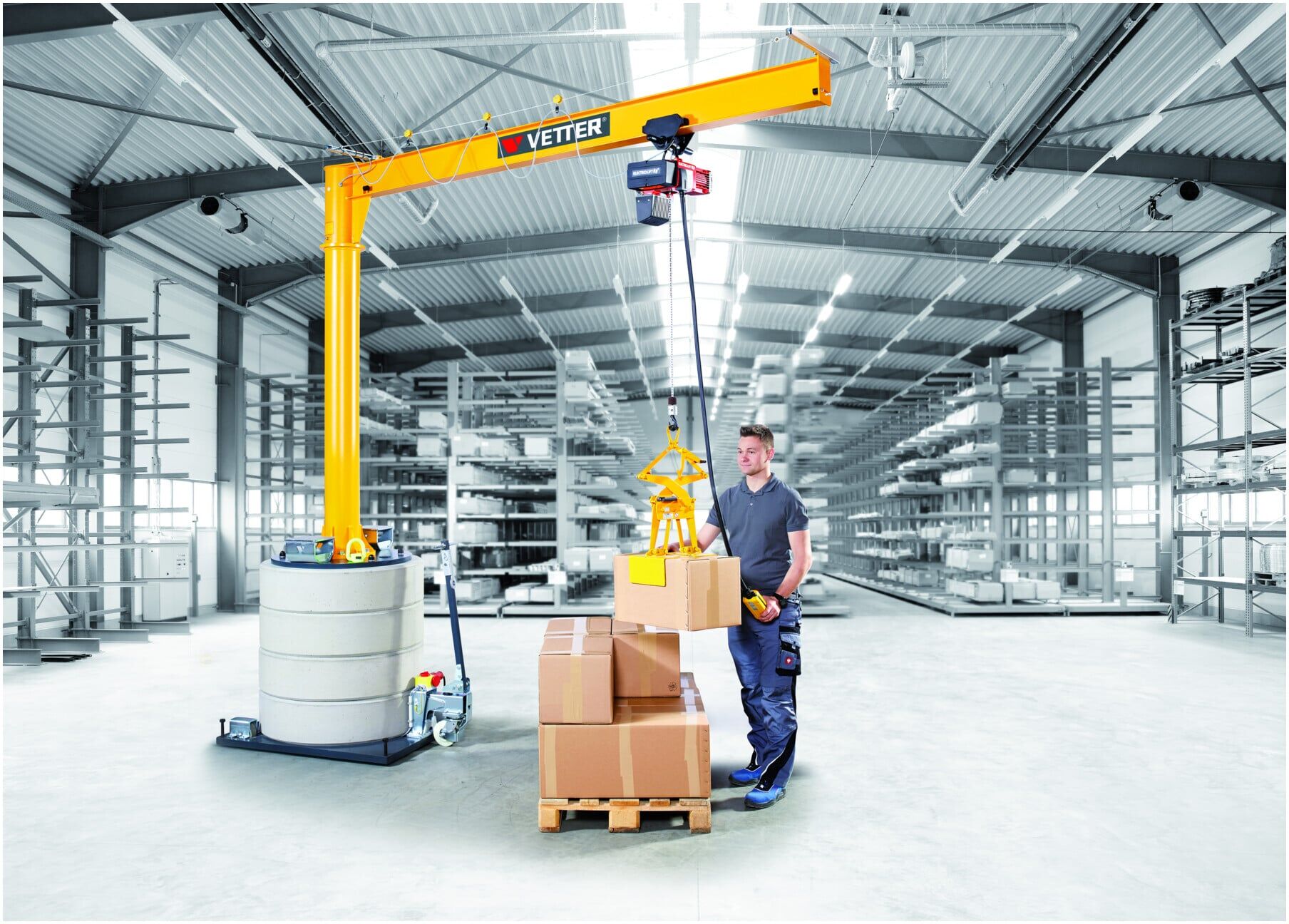 Vetter Mobiler Säulenschwenkkran MOBILUS MOB12-PR5-2,0 Elektrokettenzug 500kg, 2,0m ; VETTER Krantechnik (MOB12-PR5-2,0+SIXX4F-HF+V1590)
