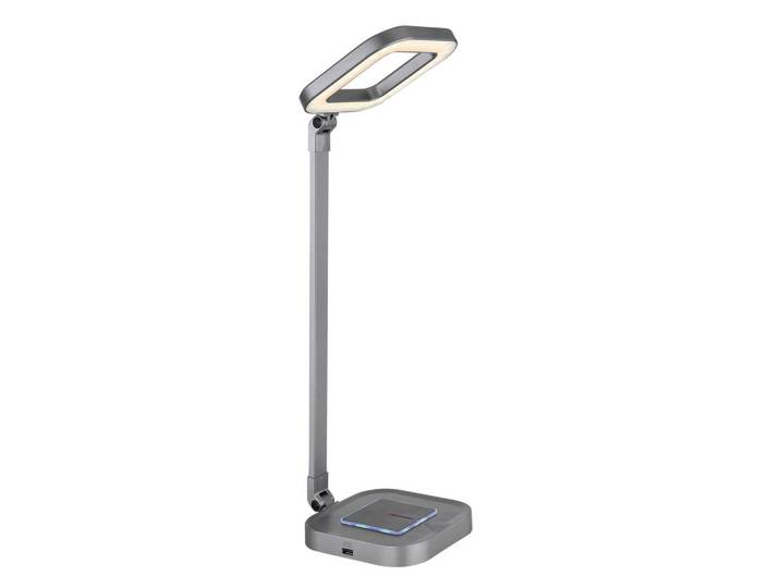 Globo Led-Schreibtischleuchte, Grau, Weiss, Metall, Kunststoff, 14.5x43x14.5 cm, Farbwechsler, Touch-Schalter (on/off), Stufenschalter, Farben fixierbar, kabelloses Laden, Farbtemperaturwechsler, Lampen & Leuchten, Innenbeleuchtung, Tischlampen, Schreibtischlampen
