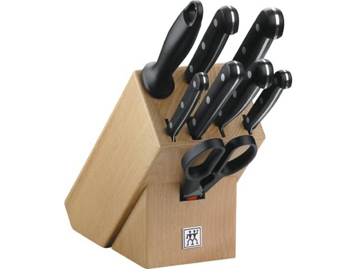 ZWILLING Twin Gourmet Messerblock, 9-teilig, Holzblock, Messerset, Wetzstab, Schere, rostfreier Spezialstahl, Schwarz
