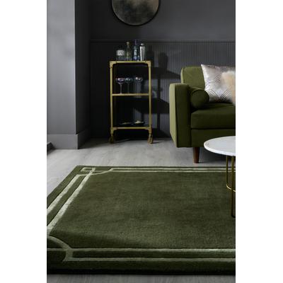 Teppich FLAIR RUGS "Gatsby", grün, B:120cm H:8mm L:170cm, Viskose, Wolle, Teppiche, Teppich, mit Bordürendesign