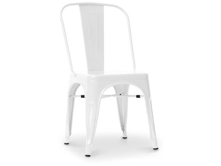 Chaise de salle à manger Bistrot Metalix Design Industriel Carré en Métal - Nouvelle Edition Blanc