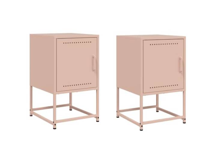 GHVBNMF Nachttisch 2er Set Rosa 36x39x60,5 cm Stahl Beistelltisch Robuster Beistelltisch aus Stahl in Rosa für Schlafzimmer und Wohnzimmer. Platzsparendes 2er Set mit reichlich Stauraum.