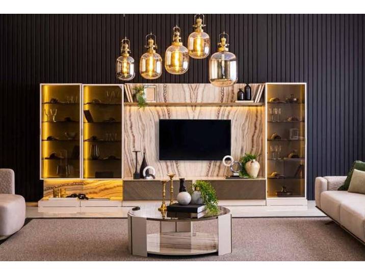 Xlmoebel Wohnwand Elegante Wohnwand mit Sideboard in luxuriösem Design, (Wohnwand), Hergestellt in Europa