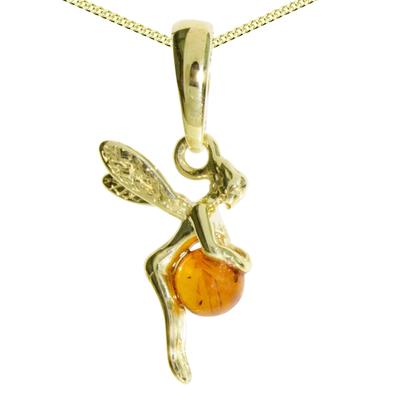 Kette mit Anhänger OSTSEE-SCHMUCK "Ostsee-Schmuck Kette mit Anhänger Elfe Kette mit Anhänger Elfe" Gr. 45, gold, Halsketten, Damen, 45cm, Silber 925 (Sterlingsilber), L: 42