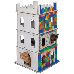 Relaxdays Katzenburg XL aus Pappe Weiß