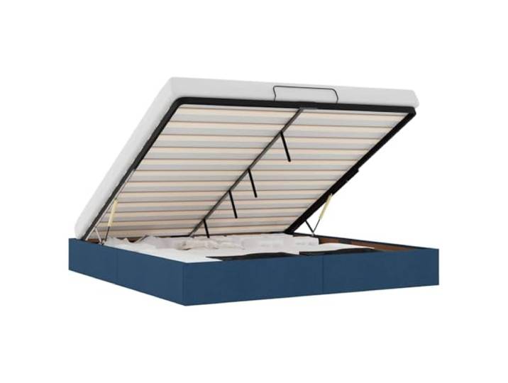 PUGYNBK Bettgestell Ottoman, Blau, 200 x 200 cm Hydraulikhebung, Lagerung unten, weiches Polyestergewebe, inkl. Latten
