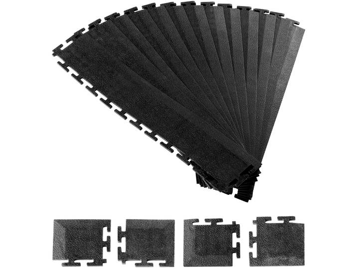 Vevor Kit Bordures Pour Dalles De Sol Garage\, 12 Bords 4 Coins\, Modulaires Et Emboitables\, En Pvc\, Antiderapantes\, Compatibles Uniquement Avec Dalles De Sol De Garage Emboitables 4 Cotes Vevor\, Noir