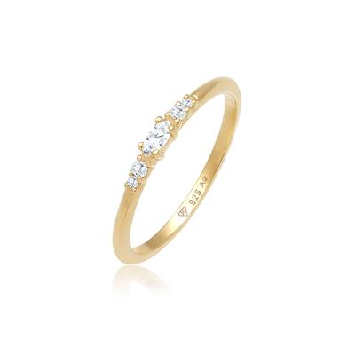 Verlobungsring ELLI "Zirkonia Marquise Elegant Verlobung 925 Silber" Gr. 54, gold, Fingerringe, Damen, 54mm, Silber 925 (Sterlingsilber), Verlobungsring