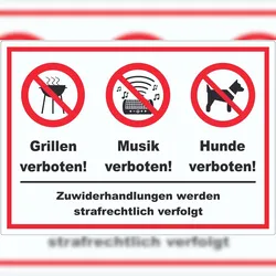 HB-Druck Grillen Musik Hund verboten Aufkleber A2 (420x594mm)
