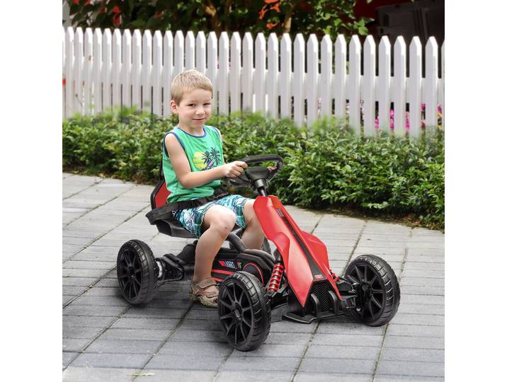 HOMCOM Go-Kart Électrique Enfant 3-8 ans Vitesse Réglable Harnais