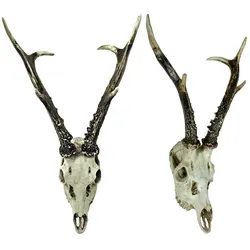 DELUKE Deko-Geweih REH 2er Set Kunststoff Natur 24x39x23,5cm Geweih Tier-Dekoration