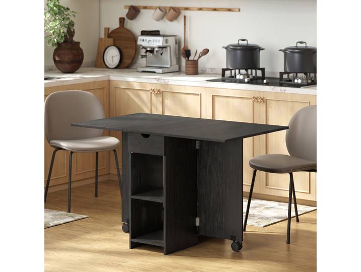 HOMCOM Table Pliante Cuisine Extensible 2-4 Pers Noir 120x72x75cm