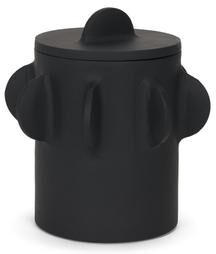 Mercana Deacon Large Matte Black Metal Canister with Sculptural Handles
