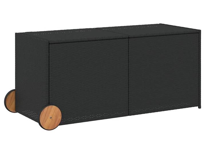 Coffre de jardin à roulettes Noir 283L Poly rotin