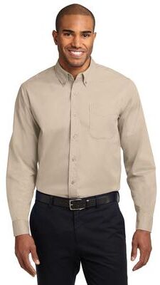 Port Authority TLS608 Tall Long Sleeve Easy Care Shirt in Stone size XL/Tall   Cotton/Polyester Blend