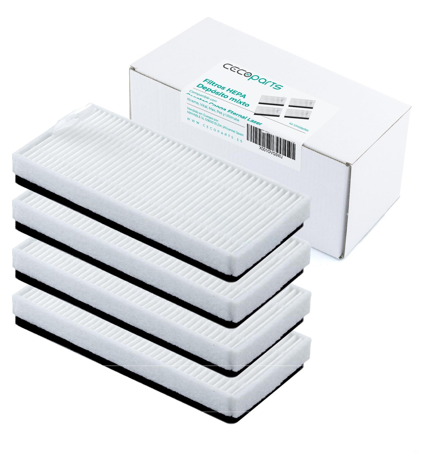 Dripio HEPA-filters voor Cecotec Conga Eternal Laser, 4 stuks