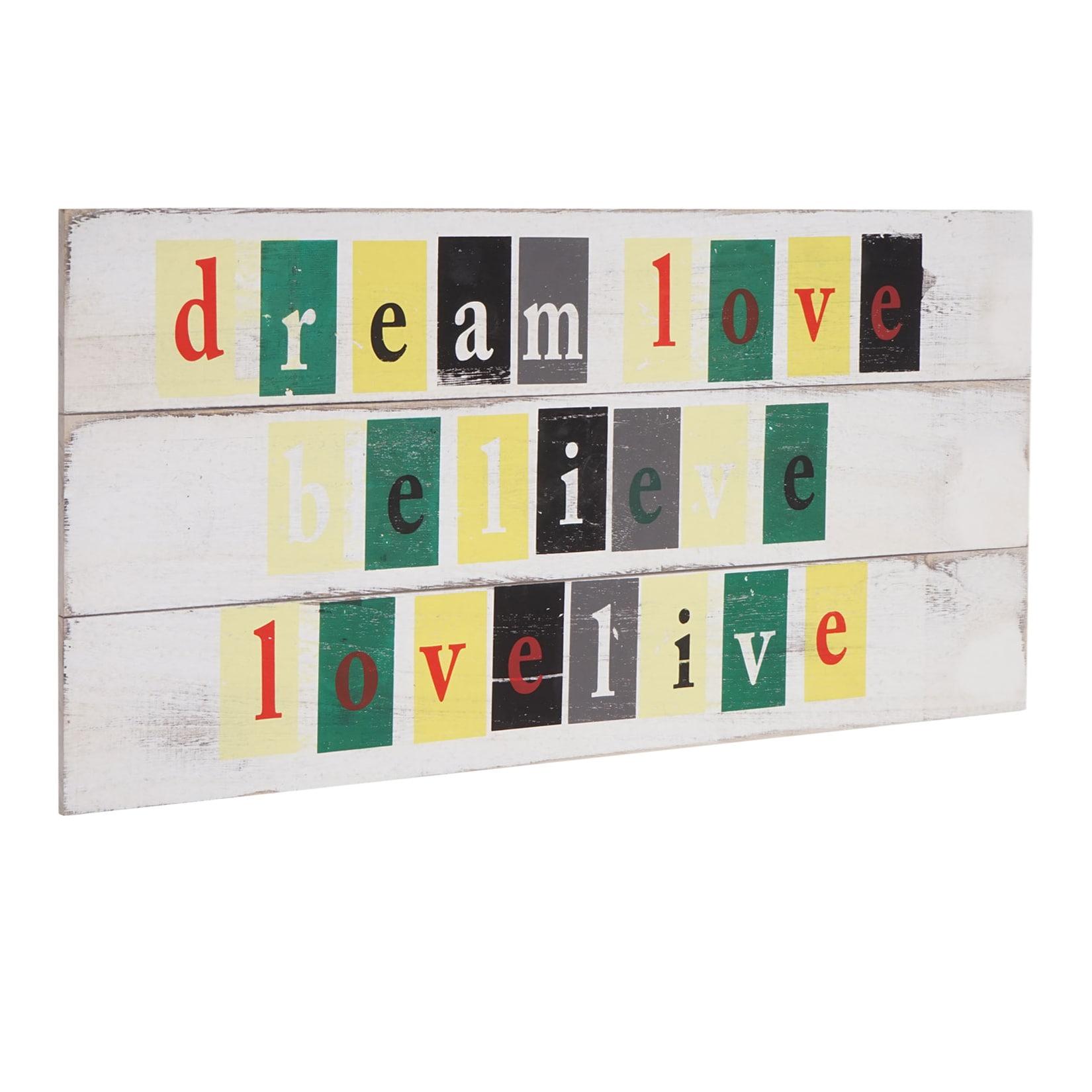 Wandschild Believe, Holzschild Dekoschild Schild, Shabby-Look Vintage mit 3 Haken 30x60cm