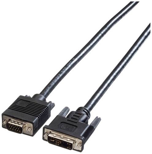 Roline VGA / DVI Anschlusskabel VGA 15pol. Stecker, DVI-A 12+5pol. Stecker 5.00m Schwarz 11.04.5450 Geschirmt, schraubbar