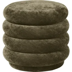 Round Velvet Pouf dunkelgrün
