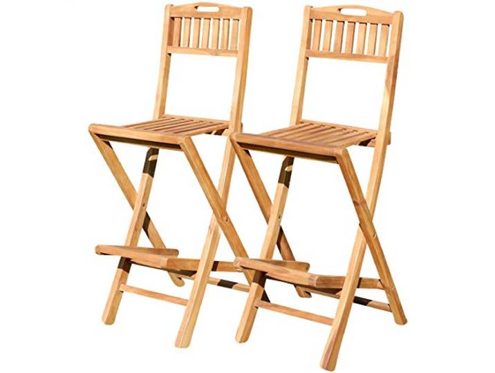 ASS ALEOS. 2Stück Barhocker Bistrohocker Bistrosessel Barsessel Barstuhl klappbar echt Teak Holz BIMA-KLAPP