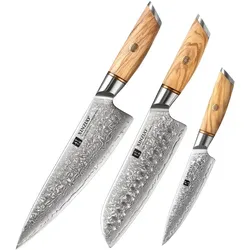 XinZuo - Damastmesser Set 3-teilig - B37 Lan Serie