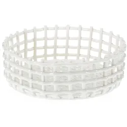 TRENDSHOP Keramikkorb geflochten Ø 28cm - weiß