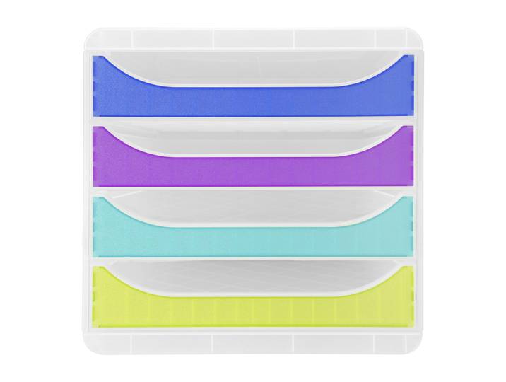 EXACOMPTA Module de classement Big Box 4 tiroirs Chromaline - Couleurs assorties