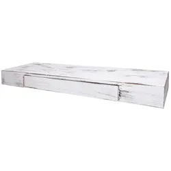BERLINLODGE Wandregal | HxBxT 8x80x25cm | Schublade Massiv-Holz | Weiß | Schweberegal Wandboard Hängeregal Regal