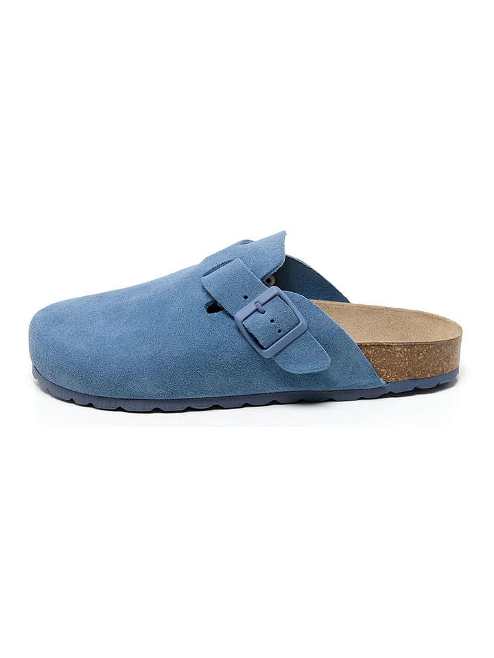 billowy Leder-Clogs in Blau - 36