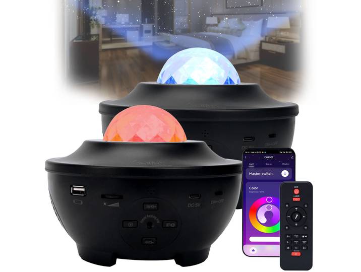 2er-Set Laser-Sternenhimmel-Projektor mit Bluetooth Lautsprecher, Sprachsteuerung & App