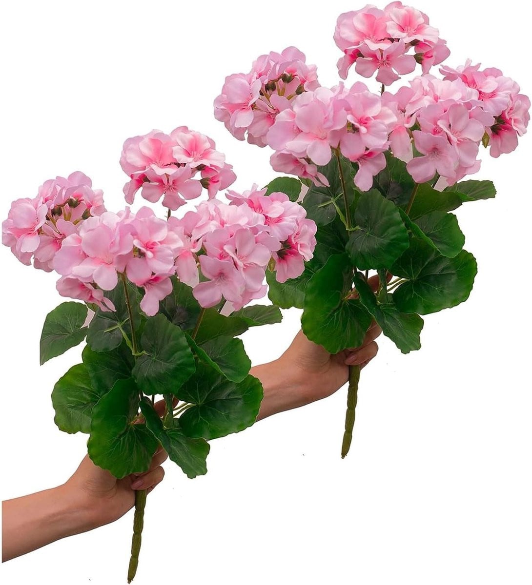 Roze Kunstbloemen Geraniums - Weerbestendig - Hoogte: 36 cm