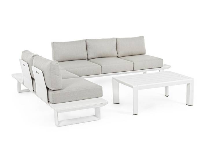 Feeling4Home Gartenlounge-Set Konnor 3er Gruppe, Weiß, 2x Sofa, 1x Couchtisch