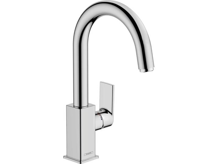 Mitigeur de lavabo à levier unique hansgrohe Vernis Shape\, avec douchette pivotante et bonde à coulisse chromée