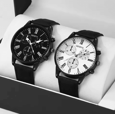 Inspire Essentials Couple Leather Quartz Watch Set Simple Casual Dial i