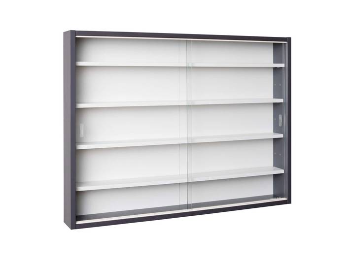 Etagère murale style vitrine en bois gris - ET12114