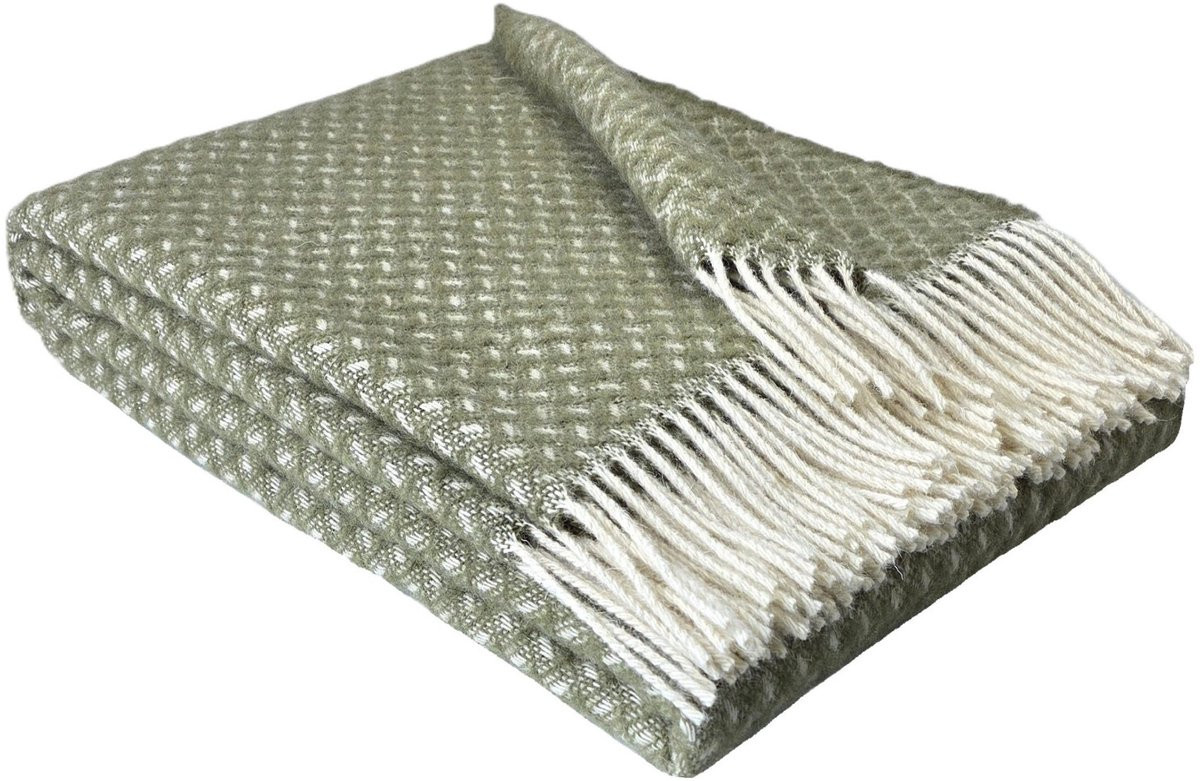 WOOOL Plaid NORD Olijfgroen 100% Wol 140 x 200 cm