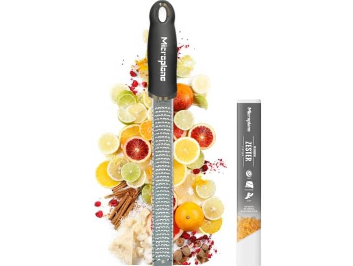 Microplane Râpe à zesteur en couleur Noir pour agrumes\, parmesan\, gingembre\, chocolat et noix de muscade avec lame fine - Fabriqué aux États-Unis
