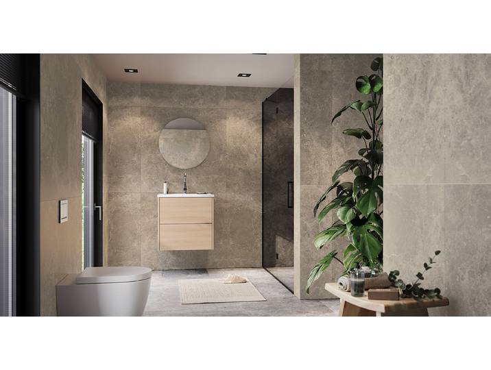 Meuble vasque Bodera 61 x 61cm Marron/Imitation chêne clair