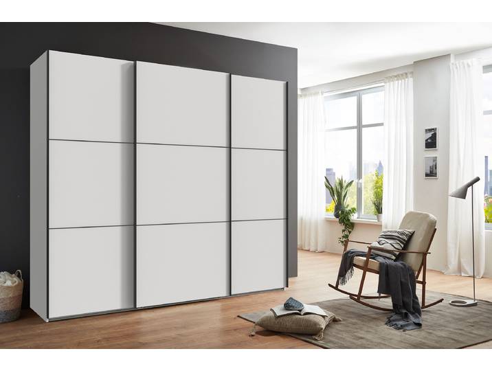 Schwebetürenschrank Indiana 250cm Weiß/Weiß ohne Spiegeltür/-en