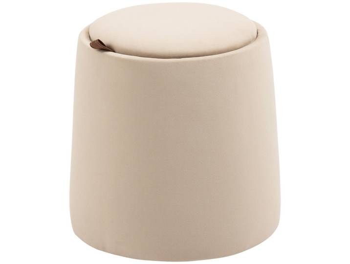 Homcom 2-In-1 Ottomane Sitzhocker inklusive Stauraum, abnehmbaren Deckel in Samtoptik, Beige, Holz, Echtholz,Kautschukholz, 44x47.5x44 cm, Wohnzimmer, Sessel, Hocker & Hockerbänke, Sitzhocker
