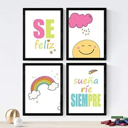 POSTER Set mit 4 Kindermeldungen A3 Schwarzer Rahmen