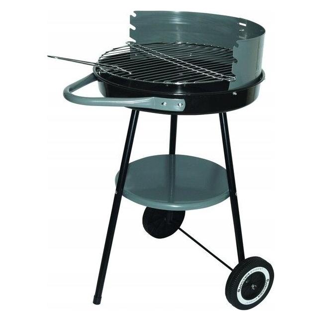 Master Grill MG912 Rundgrill auf Rollen Holzkohlegrill Standgrill Grillwagen mit Unterem Regal Garte (40 cm) (MG912)