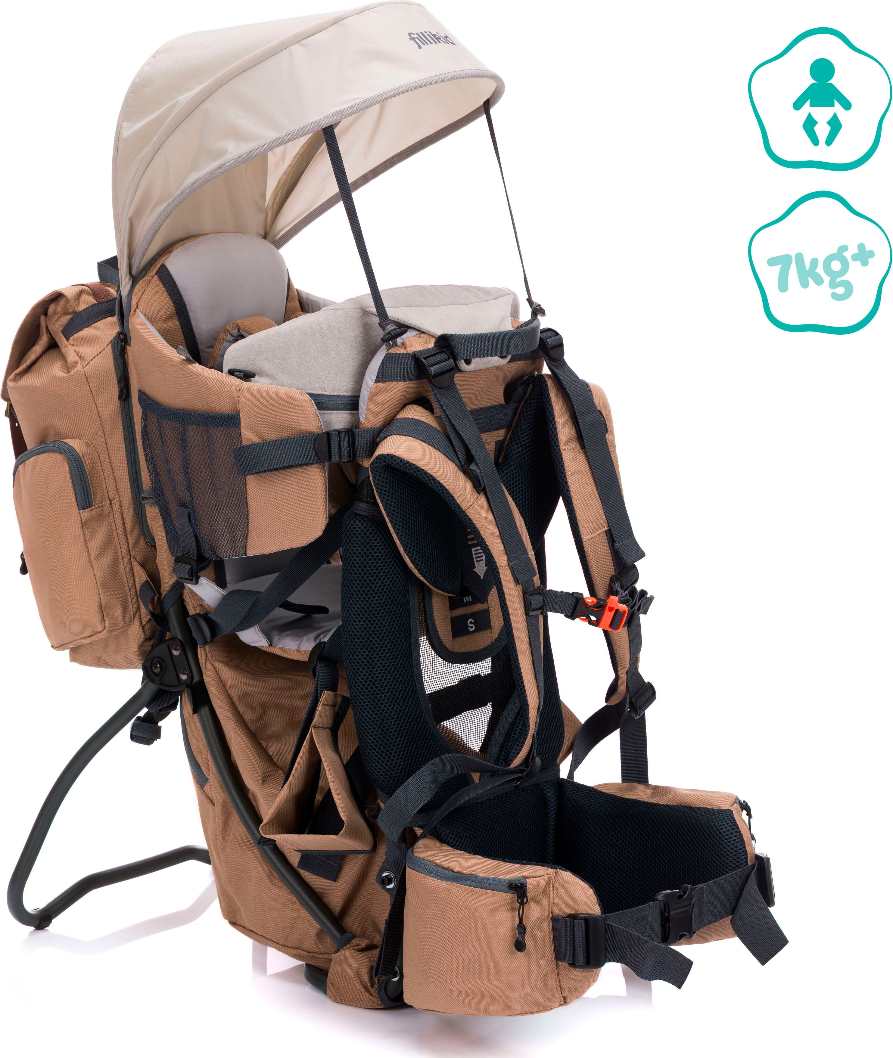 Rückentrage FILLIKID "Adventure", Baby, beige (dessertbeige), Polyester, Babytragen Rückentrage