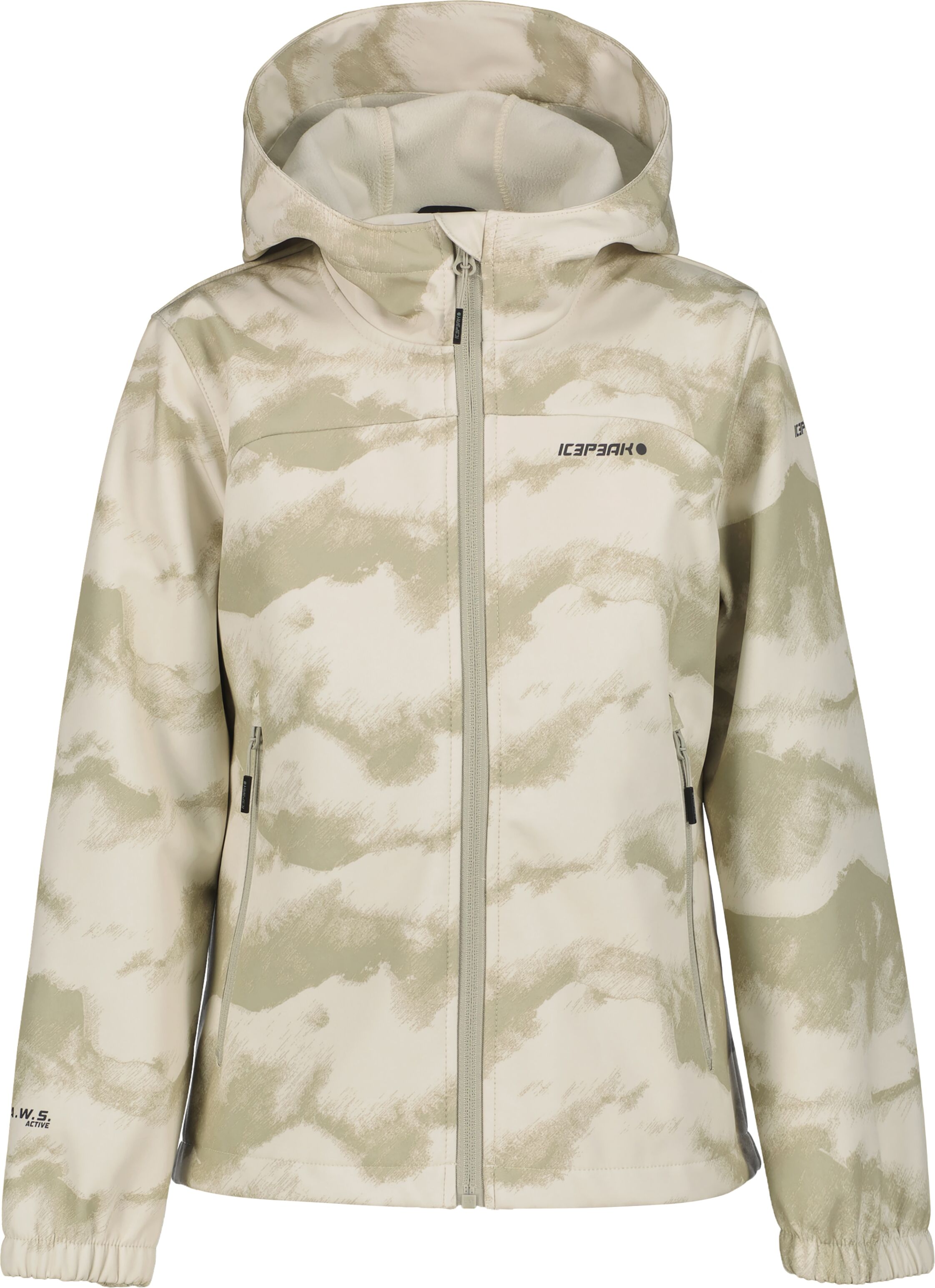 Softshelljacke ICEPEAK "KULM JR", Kinder, Gr. 152, grün (powder), Obermaterial: 95% Polyester, 5% Elasthan, Jacken Softshelljacke, wasserdicht, mit Wassersäule 8.000 mm, atmungsaktiv powder 152